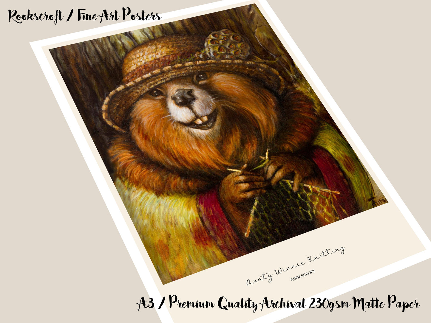 Aunty Winnie Knitting Art Poster